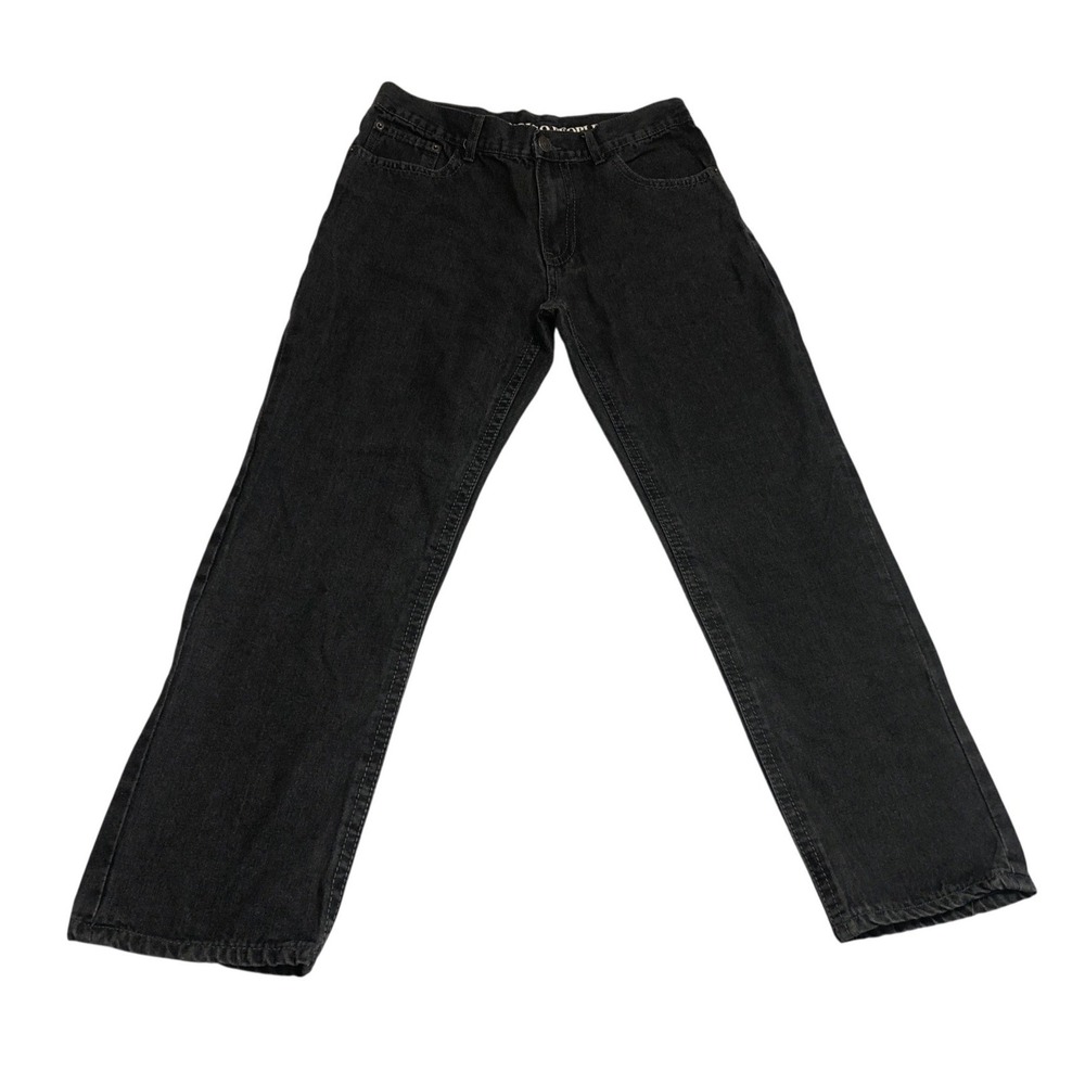 Indigo People Mens Black Straight Leg Denim Jeans Embroidered Pockets 34x30 - Picture 7 of 9